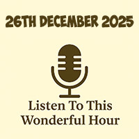 Click to listen to The Wonderful Hour episode on Libsyn, featuring a cosy radio setup evoking podcast nostalgia
