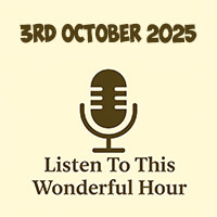 Click to listen to The Wonderful Hour episode on Libsyn, featuring a cozy radio setup evoking podcast nostalgia